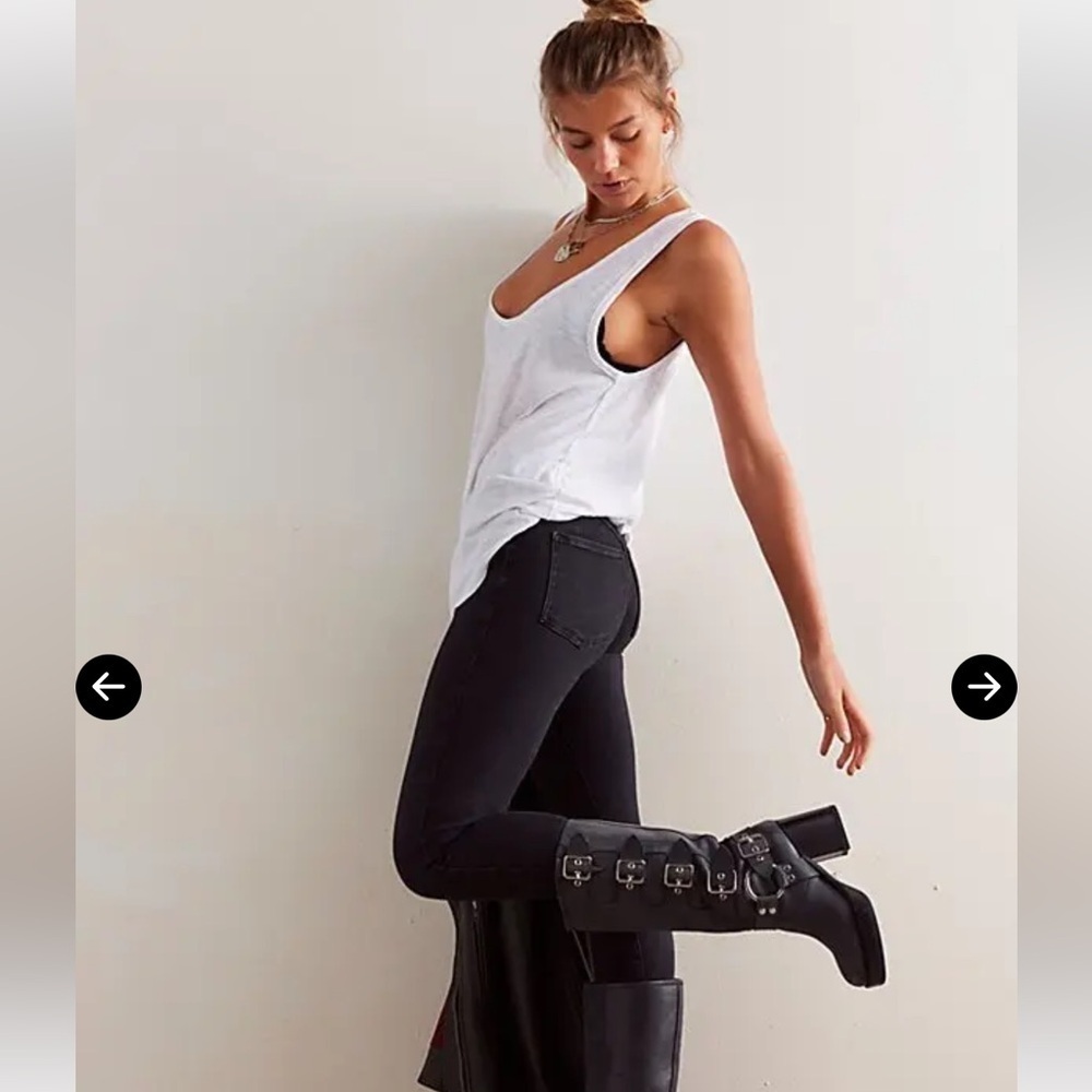 Free People Stretch Pull-On Raw Hem Skinny Jeans